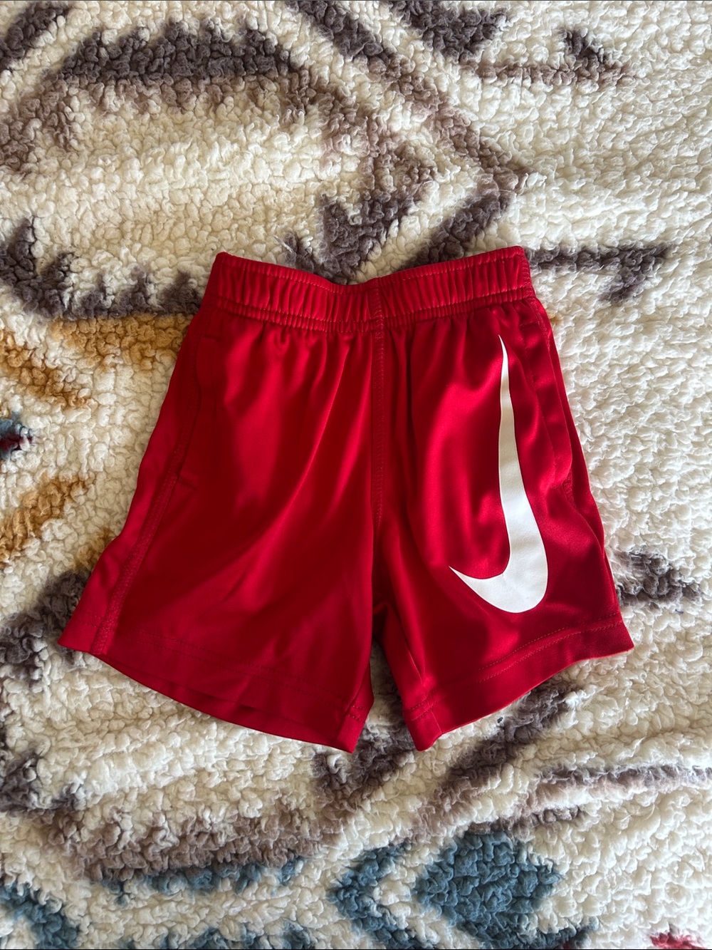 Nike Red Dri-FIT Kids Athletic Shorts with White Swoosh Tag